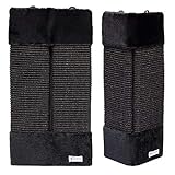 EYEPOWER Eckkratzbrett M ca. 55 x 27 cm Katzenkratzbrett Kantenschutz Kratzbrett Sisalbrett Kantschutz Eckenschutz Kratzecke Wandschutz Natursisal für Innen- und Außenecken Schwarz