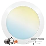 8 Inch LED Disk Lights, 27W, 5CCT Selectable 2700K- 5000K, Flush Mount Recessed Retrofit Ceiling Light, 2000LM, Dimmable, J-Box or 6