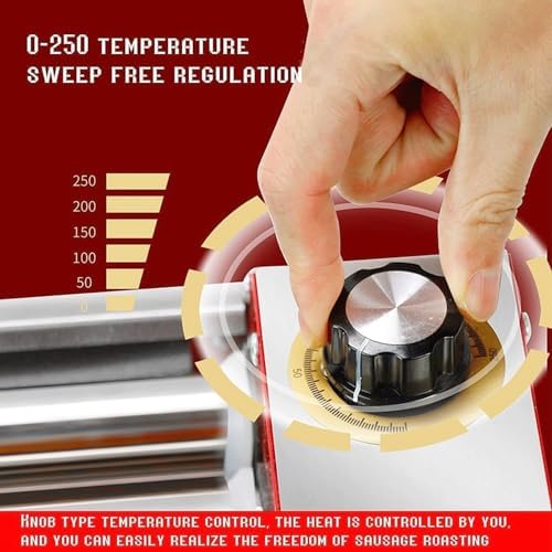 Black Hot Dog Roller Machine, Stainless Steel Sausage Grill Cooker with 4 Heat Rollers, 0-250℃ Temperature Control, Easy to Clean, Ideal for Home Kitchen Breakfast
