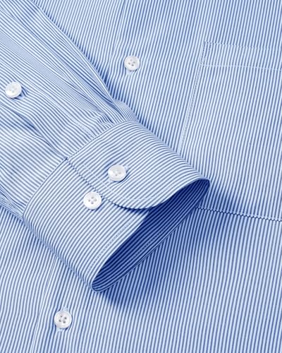 Alimens & Gentle Men's Stripe Dress Shirts Transitional Weather Long Sleeve Casual Button Down Business Shirt Poplin Top4