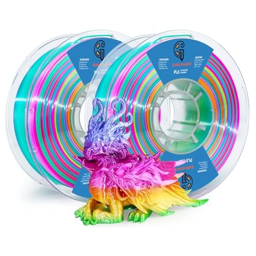 Goto Guard Silk PLA Multicolor Filament Bundle 2KG, Silk Rainbow PLA Filament Color Changing with Green Blue Purple Pink Yellow, Gradient 3D Printing PLA Filament 1.75mm for Most 3D Printer (2KG)