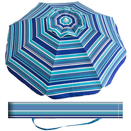Aclumsy 7' Portable Beach Umbrella with Tilt and Silver Coating Inside, Integrated S