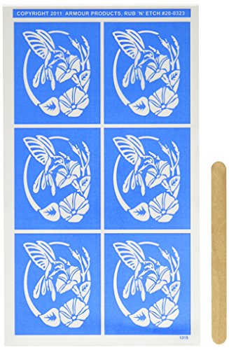 Armour Etch Stencil Rub N Etch Stencil, Hummingird, 5-Inch by 8-Inch