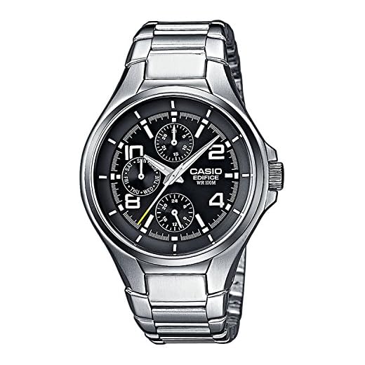 Casio EDIFICE Reloj en caja sólida, 10 BAR, Negro, para Hombre, con Correa de Acero inoxidable, EF-316D-1AVEG