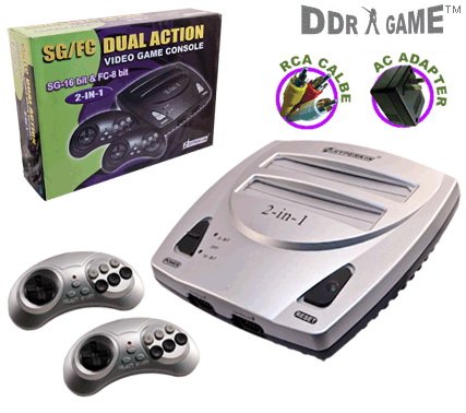 NES/Genesis Dual Action 2-in-1 Video Game System 16-bit &amp; NES 8-bit Games