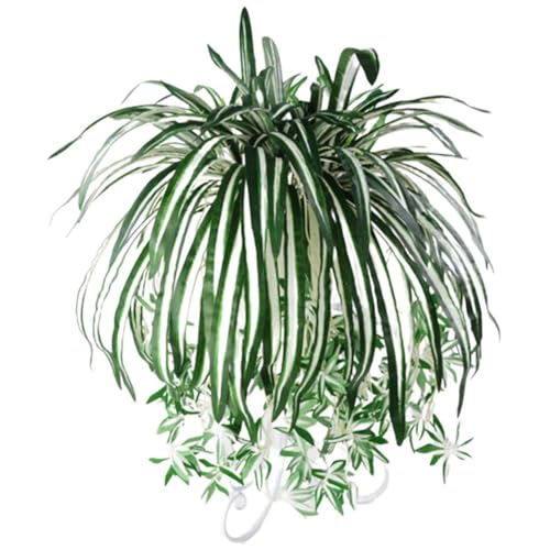 BEAHING Artificial Hanging Plants, 24.4 In Fake Silk Spider Plant Decorative Artificial Greenery Wall Monuted Silk Plants for Home Office Decor