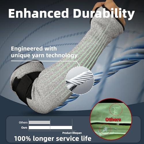 Schwer PRO-SKIN ANSI A6 Cut Resistant Sleeves With 2.0 Detachable Hook and Loop Straps, Non-PFAS, High Risk Cut Protection Arm Sleeve for Thin Skin, Gardening Sleeves, Protective Sleeve for Arms - Image 6