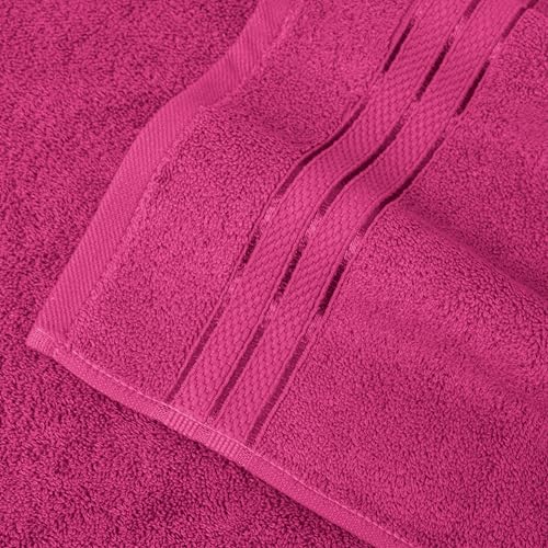 Image of Elegant Comfort Three Line Popcorn Extra Large Luxury Bath Towel - 40 inch x 80 inch inch, Premium Hotel Spa Quality 1 Piece Oversized Bath Sheet 100% Turkish Cotton Super Soft Highly Absorbent, Hot Pink