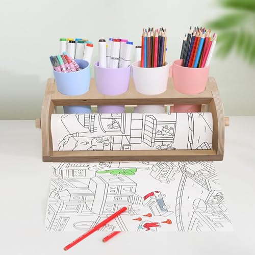 Paper Roll Holder - Arts And Crafts Organizer | Easel Paper Dispenser, Cutter Attachment, Stationary Rack With Dispensing Function, Classroom Scenario For Kids Studio Home Drawing Table Art Projects4