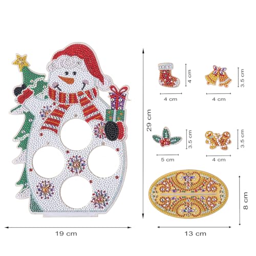 Image of AiYuanzsh Christmas Snowman Diamond Art Tabletop Ornament, Acrylic Diamond Painting Desktop Decoration Kit, Large DIY Crystal Diamond Art Crafts for Adults 7.48 x 11.42 inch