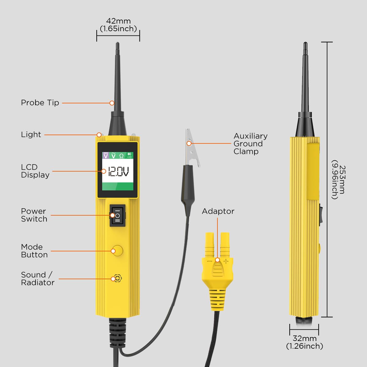 Probadores de circuitos eléctricos Probador de circuito eléctrico automotriz con linterna LED para 6V/12V/24V vehículo/barco/motocicleta/servicio pesado/camión