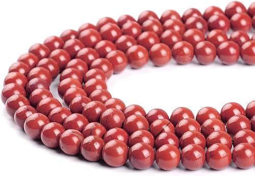 Miniatura 3 de Cuentas de roca roja para hacer joyas de 0.394 in Cuentas redondas de piedra para pulseras piedra de jaspe natural, 36 piezashebra