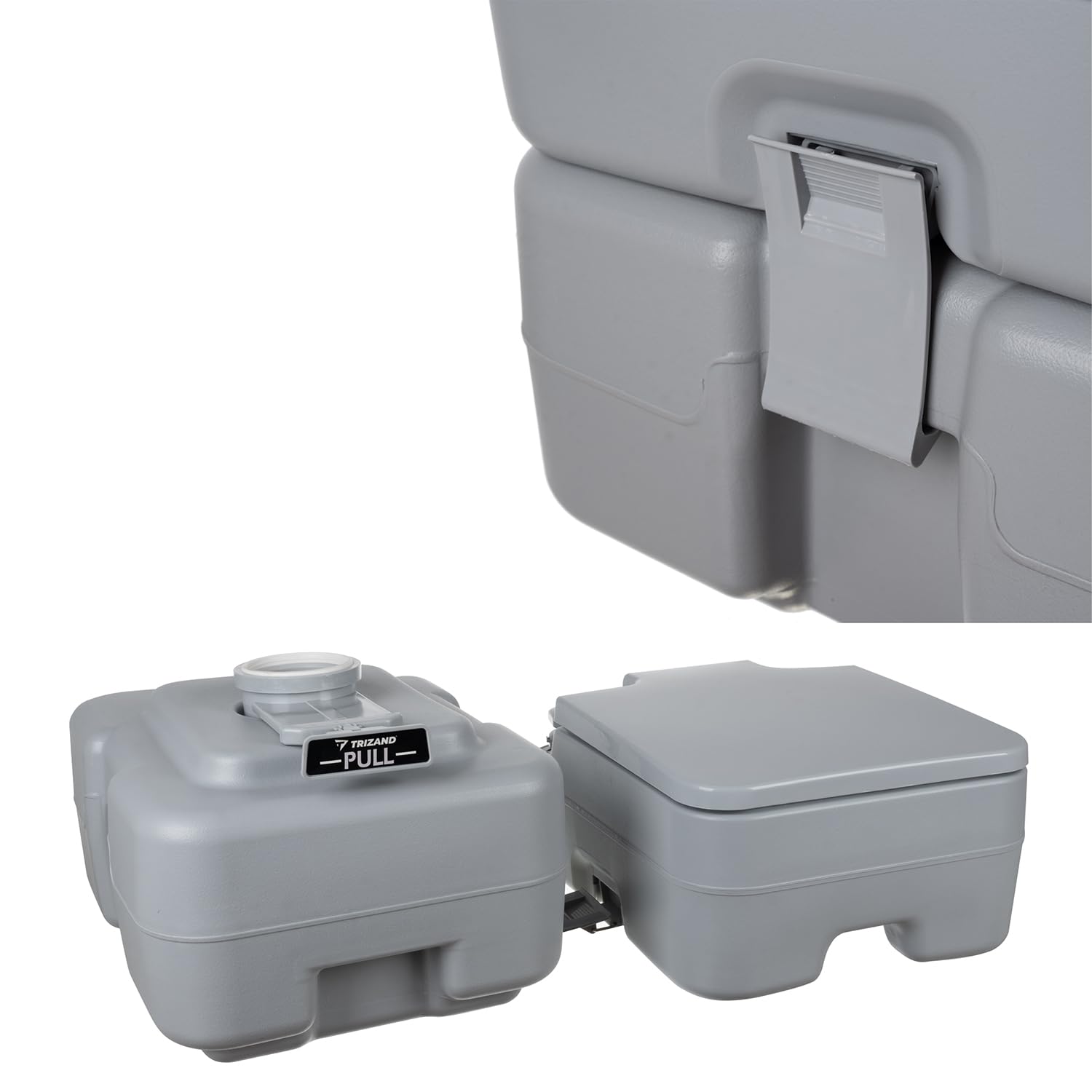 TRIZAND Mobile Camping Toilette mit Deckel Campingtoilette mit Deckel Spültank 12 L Abwassertank 20 L Angenehme Sitzhöhe 120 Kg Tragkraft für Wohnmobile Boots Garten Hygienisch, Geruchsdicht