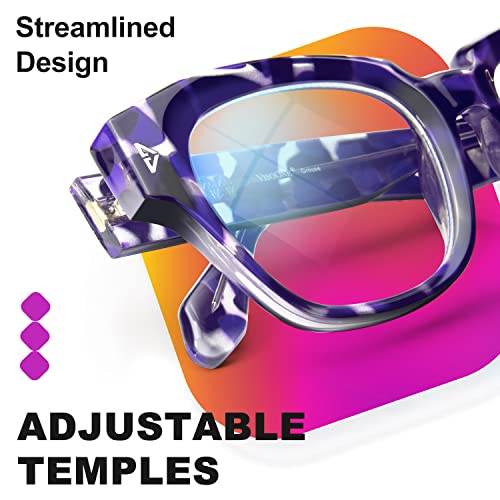 Image of VISOONE Acetate Blue Light Blocking Glasses Square with Anti Computer Glare for Gaming Women and Men GROUSE