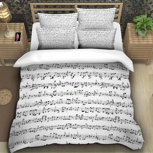 Housse de couette notation musicale hypoallergénique contre allergies lit simple - 5