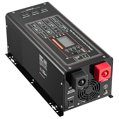 VEVOR Pure Sine Wave Inverter Charger, 3000 Watt, DC 24V to AC 120V Power Inverter with LCD Display, Remote Control, Solar Inverter for Off-Grid Solar RV Boat Home, Compatible with Various Batteries