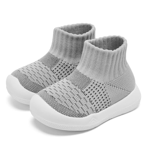Image of Eashi Baby Boy Girl Non-Skid Indoor Infant Walking Shoes Breathable Warm Elastic Sock Shoes with Memory Sole Protect Toes Outdoor Sneakers