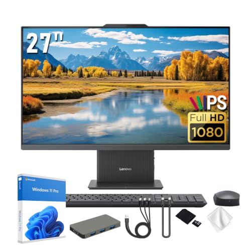 Image of Lenovo IdeaCentre 27 inch FHD All-in-One Desktop, Intel Cor i5-13420H, 32GB RAM, 3TB Storage (2TB SSD+1TB Docking Station), Intel UHD Graphics, Wireless Keyboard & Mouse, HD Camera, Win 11 Pro, Grey
