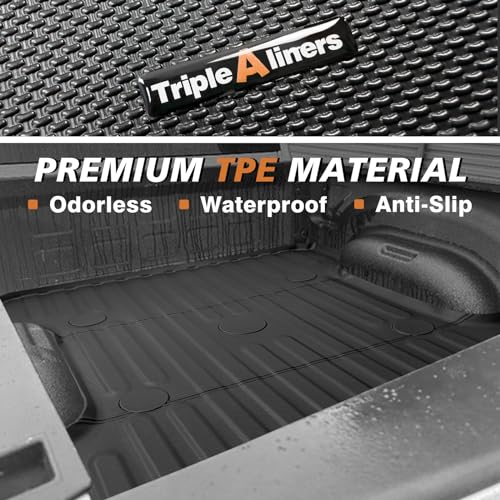 Image of TripleAliners Truck Mat Compatible with 2002-2018 RAM 1500&2002-2026 Ram 2500 /3500&1500 Classic 2019-2024 6.4FT Accessories, Truck Bed Mat Heavy Duty Custom Fit All Weather Protection TPE Pickup Liner