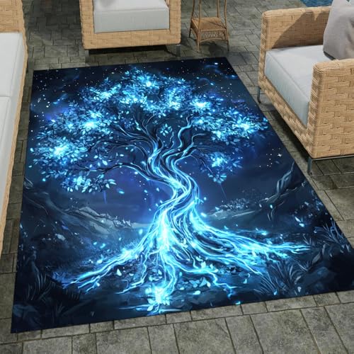 Tree of Life Rug – Custom Tree Area Rug Boho Spiritual Rug for Living Room, Bedroom, or Meditation Space – Mystical Nature-Inspired Carpet with Soft Texture Home Décor (Design 18)