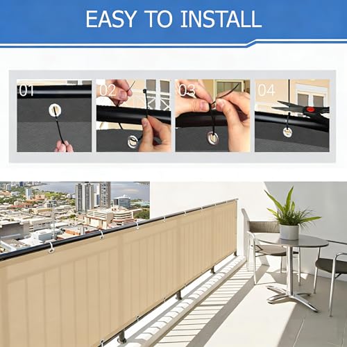 Voile d'ombrage avec œillets haute résistance pour balustrade - 5