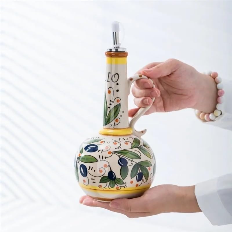 Dispenser di olio in ceramica per cucina, salsa di soia e aceto, bottiglia creativa per olio domestico per ristoranti e cucina, elegante accessorio da cucina in ceramica