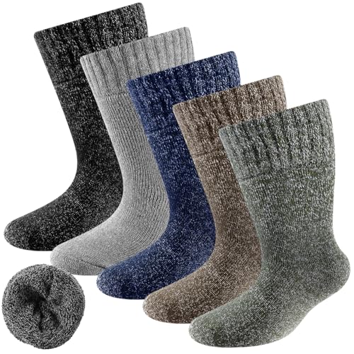 10 Pairs XXL Thermal Warm Winter Socks for Men Size 15-18 Wool Extra Large Wide Crew Socks Thick Thermal Hiking Boot Stockings for Hiking Skiing Winter Cold Weather Swollen Feet Legs