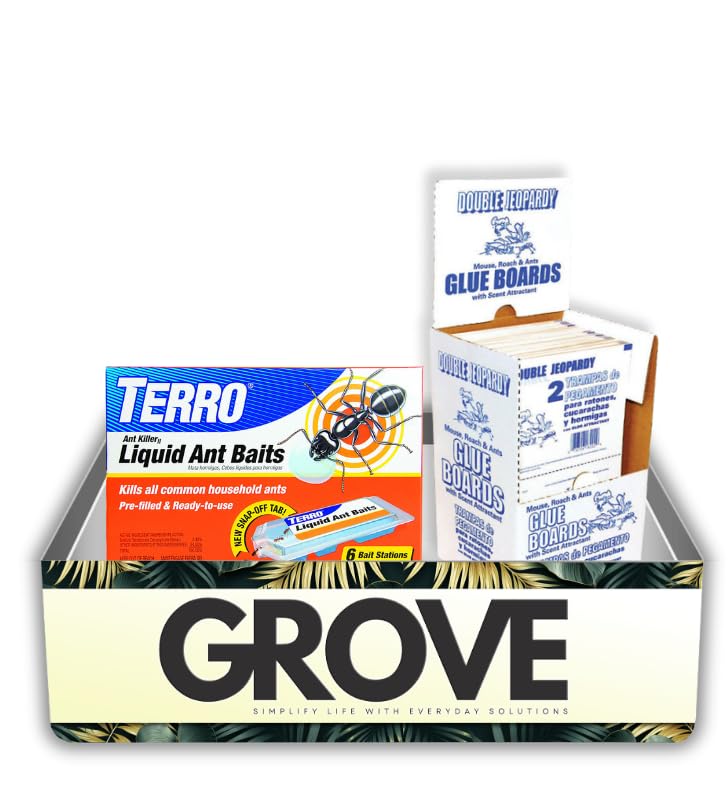 Ant Bait by TERRO 2.2 oz Bundle with Board Trap – Indoor Liquid Bait Stations Target Common Ants, Designed for Colony Control and Easy Placement in High-Traffic Areas – Gift Set (2 Items)