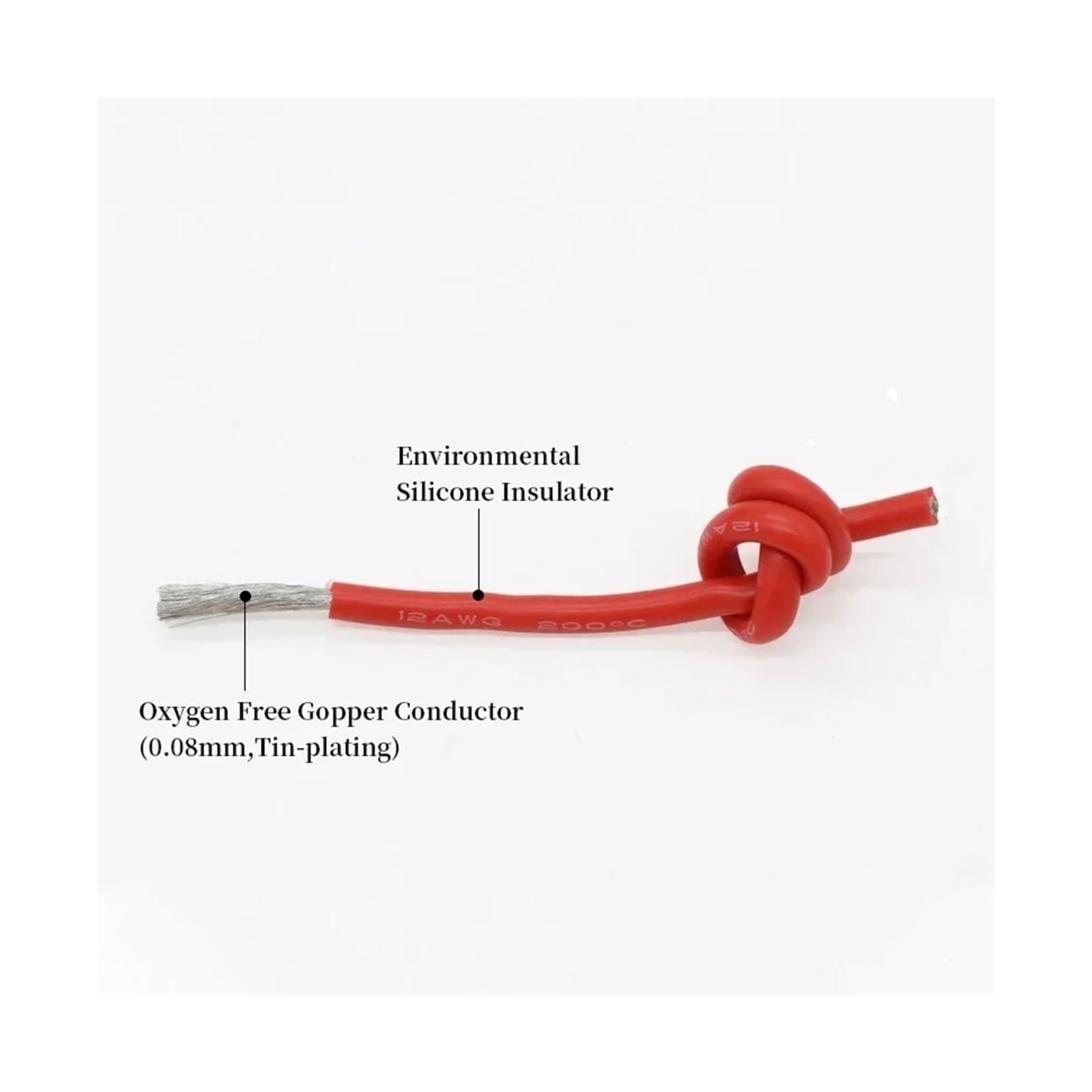 Cable electrónico Flexible de Goma Silicona Suave, 2m, Azul/Amarillo/púrpura/marrón/Naranja, 30AWG ~ 10AWG(Orange 2m,10AWG)
