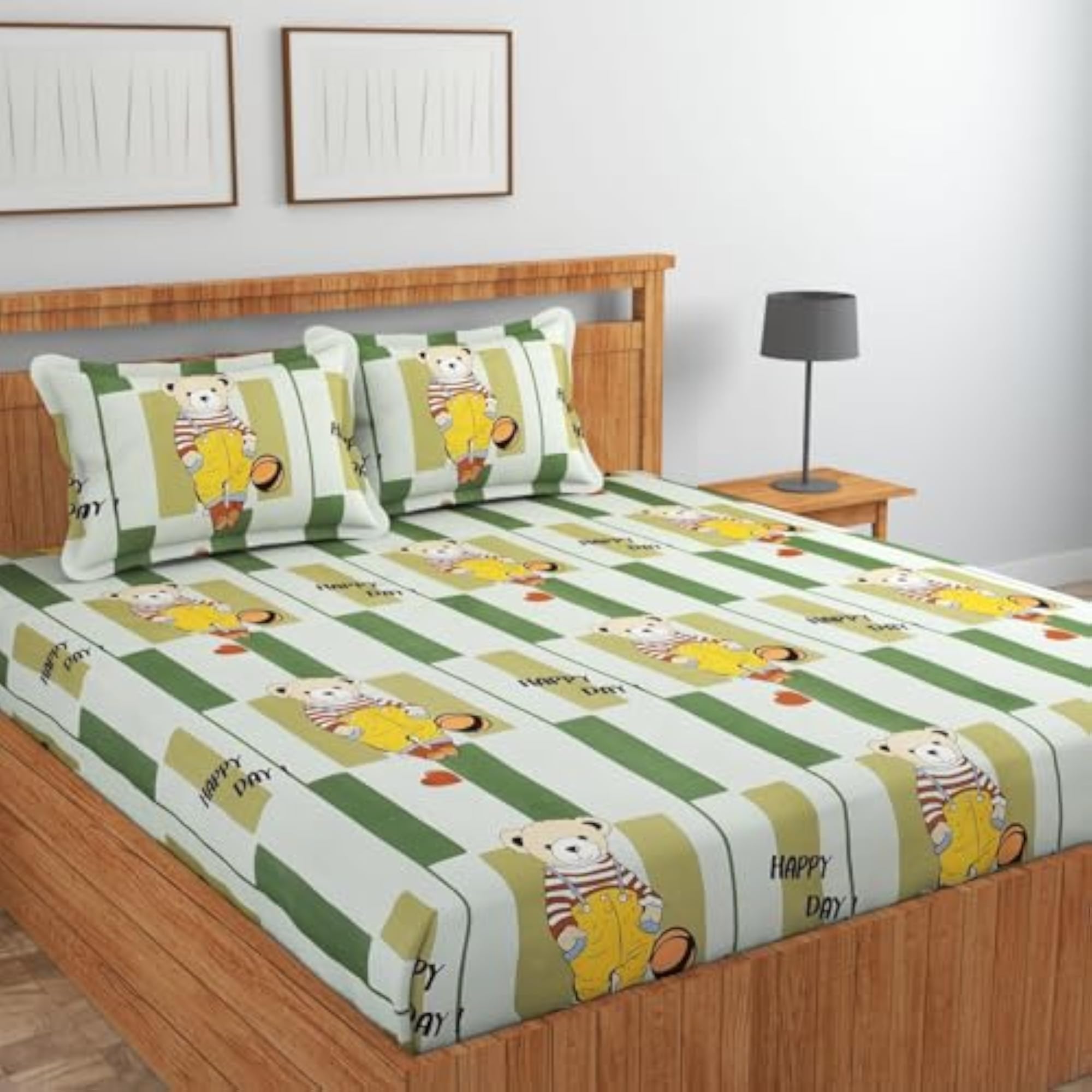 Premium Cartoon Flat Double Bedsheets with 2 Pillow Covers