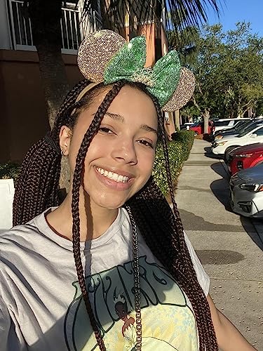 Image of CLGIFT Rose gold Minnie Ears,Pick your color, Iridescent Minnie Ears, Silver gold blue minnie ears, Rainbow Sparkle Mouse Ears,Classic Red Sequin Minnie Ears (Tiana)