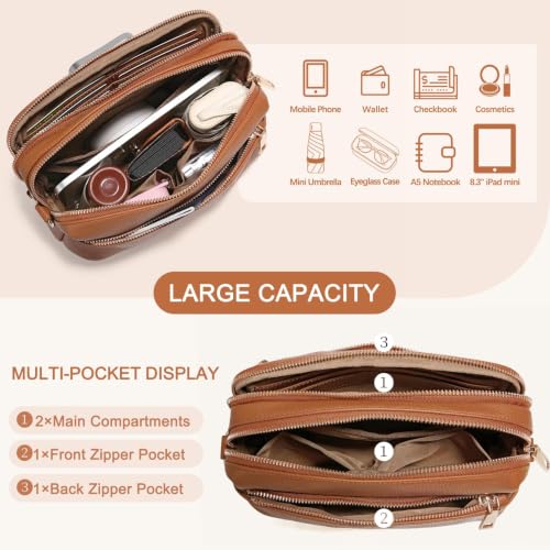 Image of Crossbody Bag for Women Vegan Leather Handbag Purse Anti Theft RFID | Stylish Designer Crossover Shoulder Bag Travel Daily| Wide Adjustable Shoulder Strap | Multi Pockets