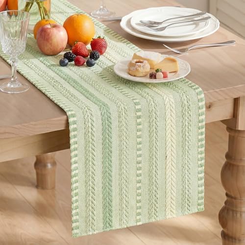 Artoid Mode Sage Green Boho Vintage Table Runner 30x183 cm Elegant Spring Seasonal Holiday Kitchen Dining Holiday Birthday Table Decor for Home Party