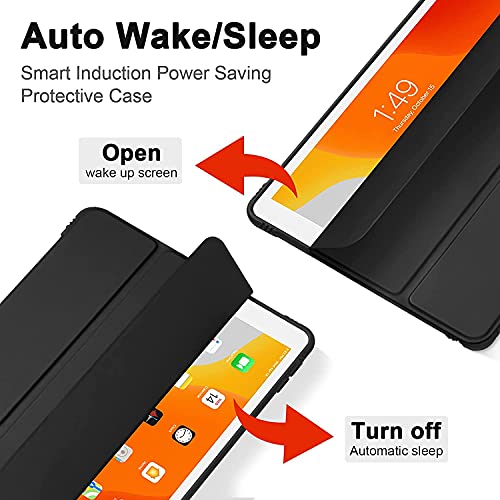 Image of SwooK Case for iPad 9th /8th /7th Generation,iPad 10.2-inch Soft TPU Back Protective Cases [Shock Absorption] Slim Lightweight Trifold Stand Smart Cover, Auto Wake /Sleep (Black, Ipad 10.2 inch)