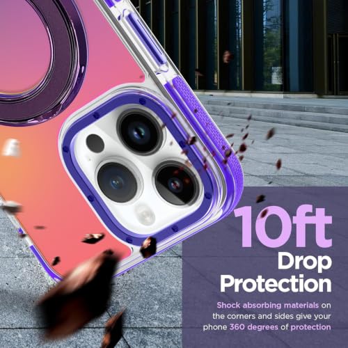 Image of Magnetic for iPhone 14 Pro Case with Stand [Compatible with Magsafe] [Cute Fashion Fluorescent Design] [1 Screen Protector] Slim Translucent Matte Case for iPhone 14 Pro 6.1 inch 2022, Purple