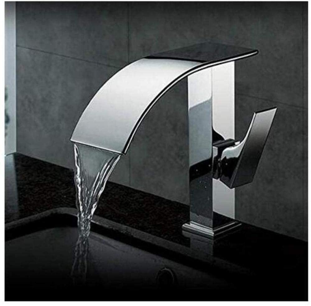 Grifo de Agua Grifos de Cocina Fregadero Moderno Cromo Cascada Baño Lavabo Fregadero Grifo Única Manija Lavabo Lavabo Mezclador Toque Cubierta Montada