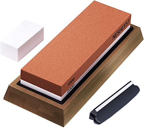 NESHEXST 砥石 包丁 研ぎ石 両面砥石 #1000/#6000【面直し/竹砥石台/角度固定ホルダー/取扱説明書/4点セット】