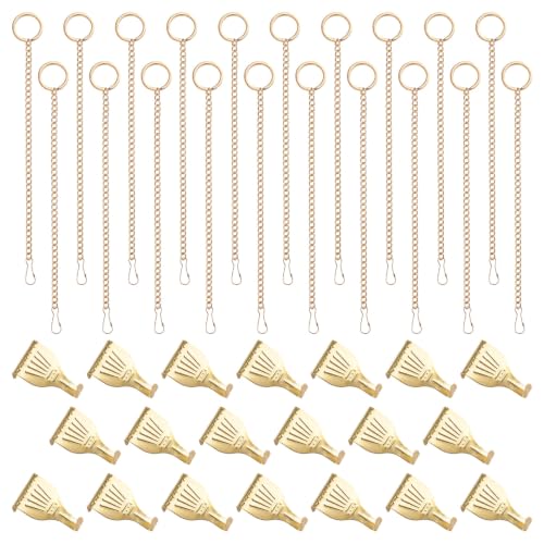 Image of Picture Hanging Kit 20Pcs Rail Hooks with 20Pcs Chains, Metal Picture Display Hanging System for Wall Pictures, Exhibition(Gold, 30CM)