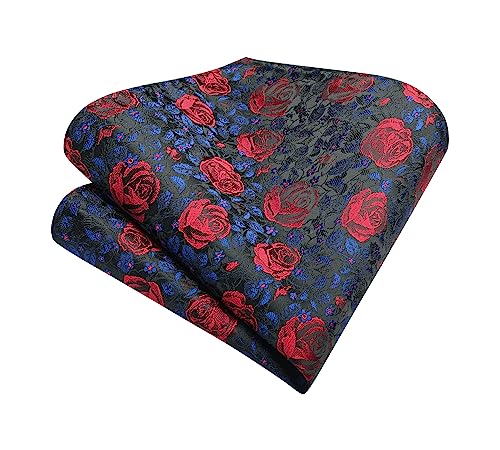 Image of Enlision Ties for Men Floral Tie Handkerchief Cufflinks Set Formal Flower Classic Mens Necktie & Pocket Square Wedding