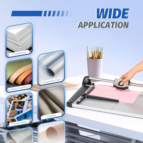Image of Rotary Paper Trimmer, 15 Sheets Heavy Duty Paper Trimmer, 480mm(18.90 inch) Cutting Length, Commercial Grade Rotary Paper Cutter for Home /Office /School, Black & Silver
