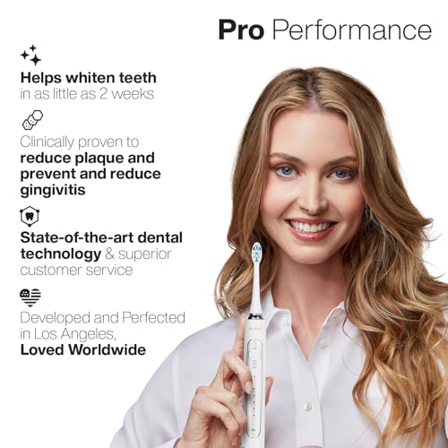 Image of Aquasonic Vibe Series PRO - Ultra-Whitening Electric Toothbrush - 5 Modes & Smart Timers - Premium Travel Case & 6 Proflex Brush Heads - ADA Accepted Toothbrush (Optic White)