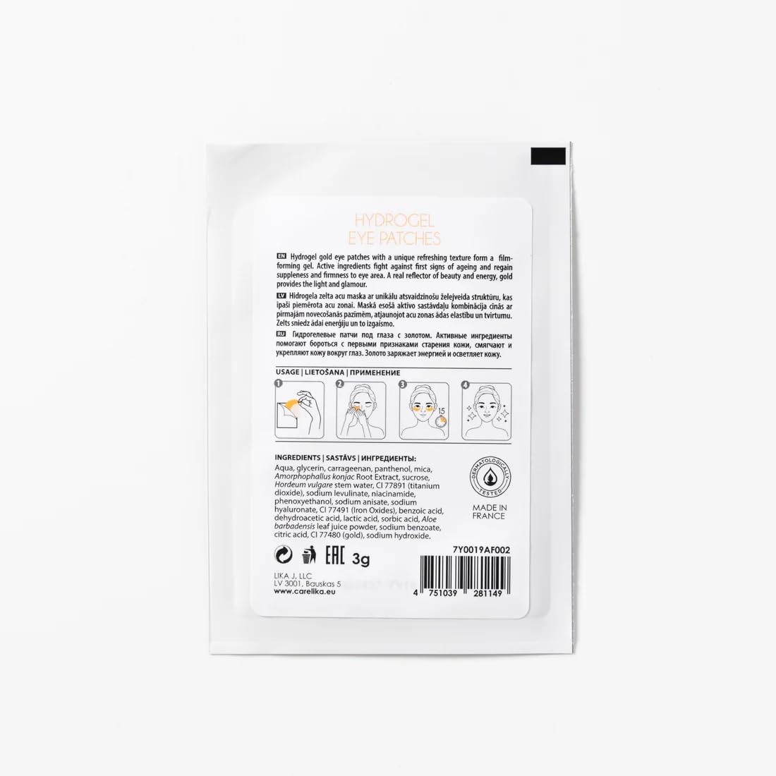 CARELIKA Radiance Hydrogel Eye Patches – Gold Powder Infused Under Eye Masks for Dark Circles, Puffiness & Hydration – 2 Count