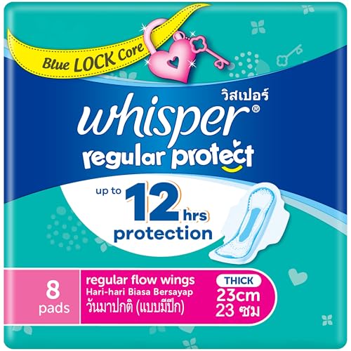 Whisper Regular Protect 8 Sanitary Pads with Wings for Regular Flow (23 CM)