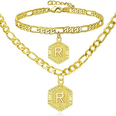 RINHOO 18K Gold Plated Initial Anklet Cover