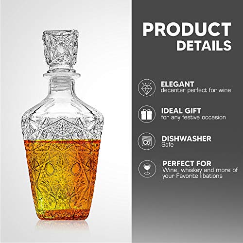 Whiskey Decanter – Elegant Liquor Decanter Set – Glass Liquor Bottle For Whiskey, Tequila And Brandy – Sophisticated Sparkling Design – Set Of 2 Premium Decanters For Alcohol #TOP3