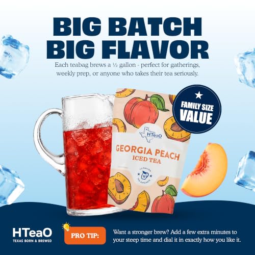 Image of HTeaO Iced Tea Bags - Makes 4 Gallons - Texas Style (Peach & Hibiscus)