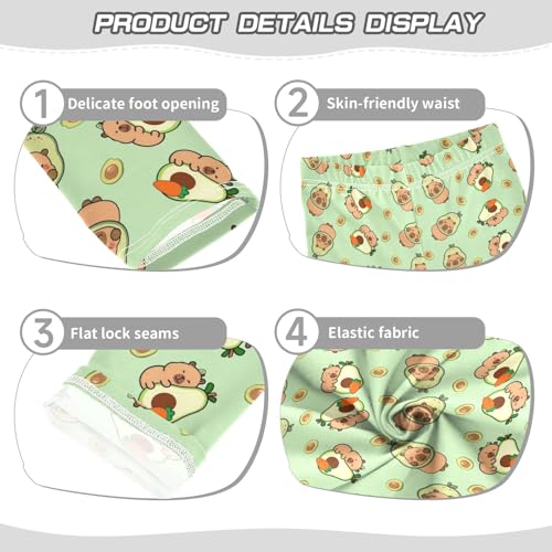 Capybara Eating Avocado Girls Leggings Athletic Pants Tights Stretch Bottom3