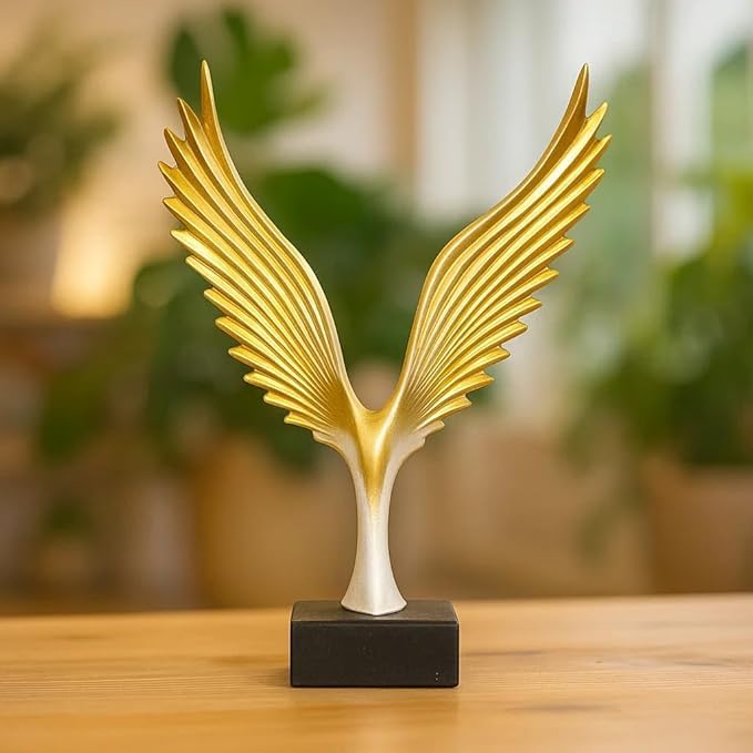 Image of Resin Eagle Wing Figurines Sculptures Home Decor Showpiece Feng Shui Vastu Eagle Wing Statue for Home Decor Showpiece (Multicolor) (Yellow)