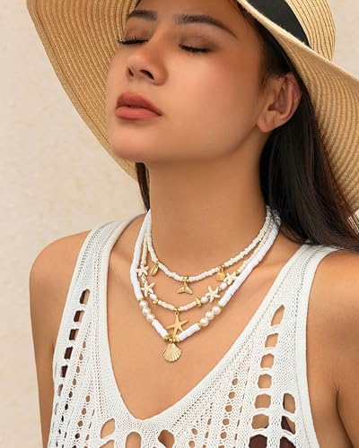 Sea Shell Necklace for Women White Puka Shell Necklaces Summer Shell Starfish Sea Turtle Pendant Neck-laces Summer Surfer Beach Choker Jewelry Accessories4