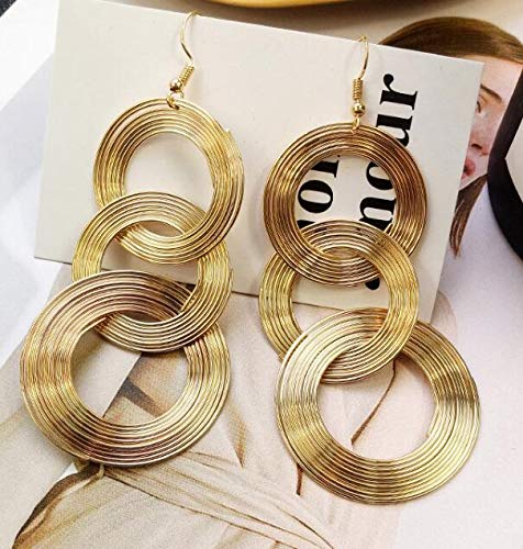 70s Disco Women Jewelry Set Metal Thin Thread Wire Coil Cuff Bracelet Triple Swirl Gold Earrings Trendy Boho Jewelry3